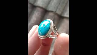 batu biru pirus Persia ring perak