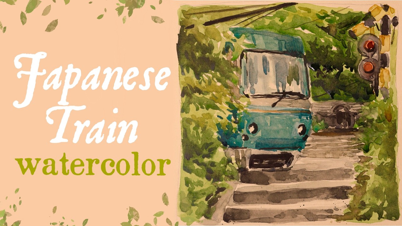 Japanese Train Watercolor Painting | Zen Countryside in My