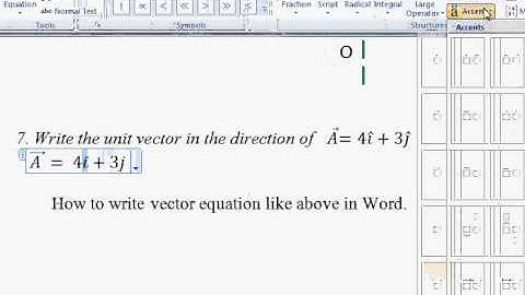 How to write vector equation in Word