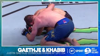 Amazing moment of respect! Justin Gaethje consoles emotional Khabib Nurmagomedov | UFC 254
