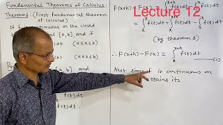 Riemann Integral: First Fundamental Theorem of Integral Calculus. Lecture 12. riemannintegral