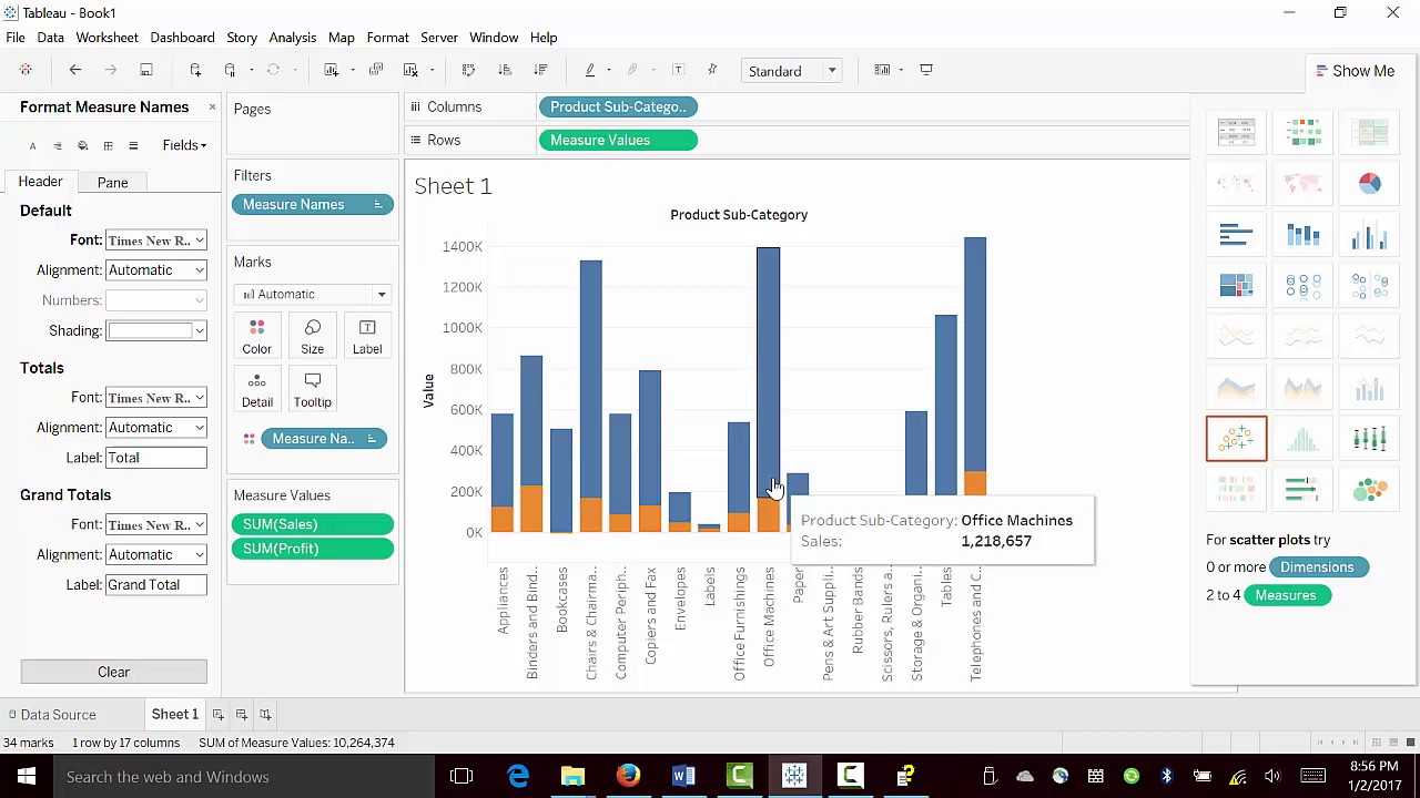 Tableau Bar Chart Multiple Measures