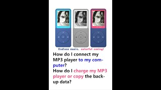 How do I connect my MP3 player to my computer?How do I charge my MP3 player or copy the backup data?