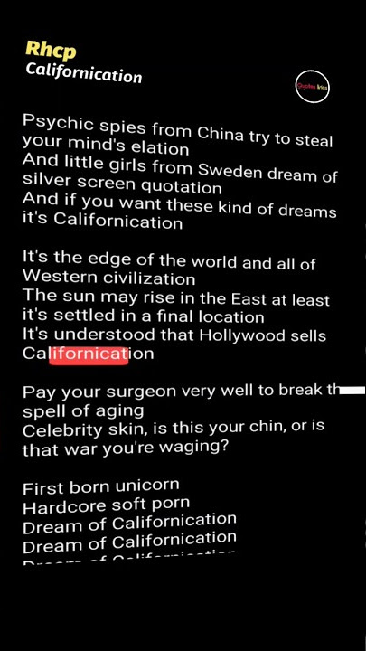 californication _ RHCP_(LIRIK VIDEO FOR YOUR STATUS)