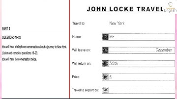 KET 4, Test 2, Part 4 Listening A2