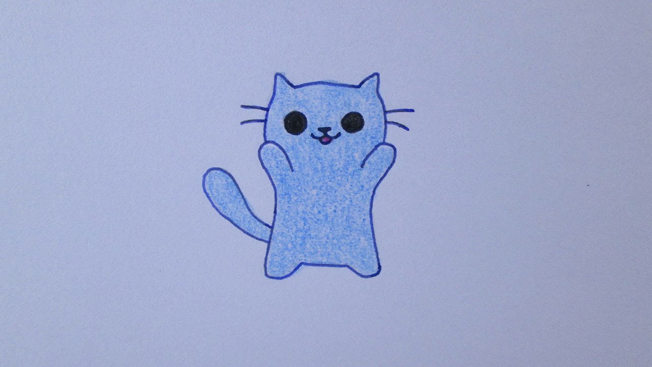 COMO DESENHAR UM GATO  DESENHANDO E PINTANDO UM GATINHO 