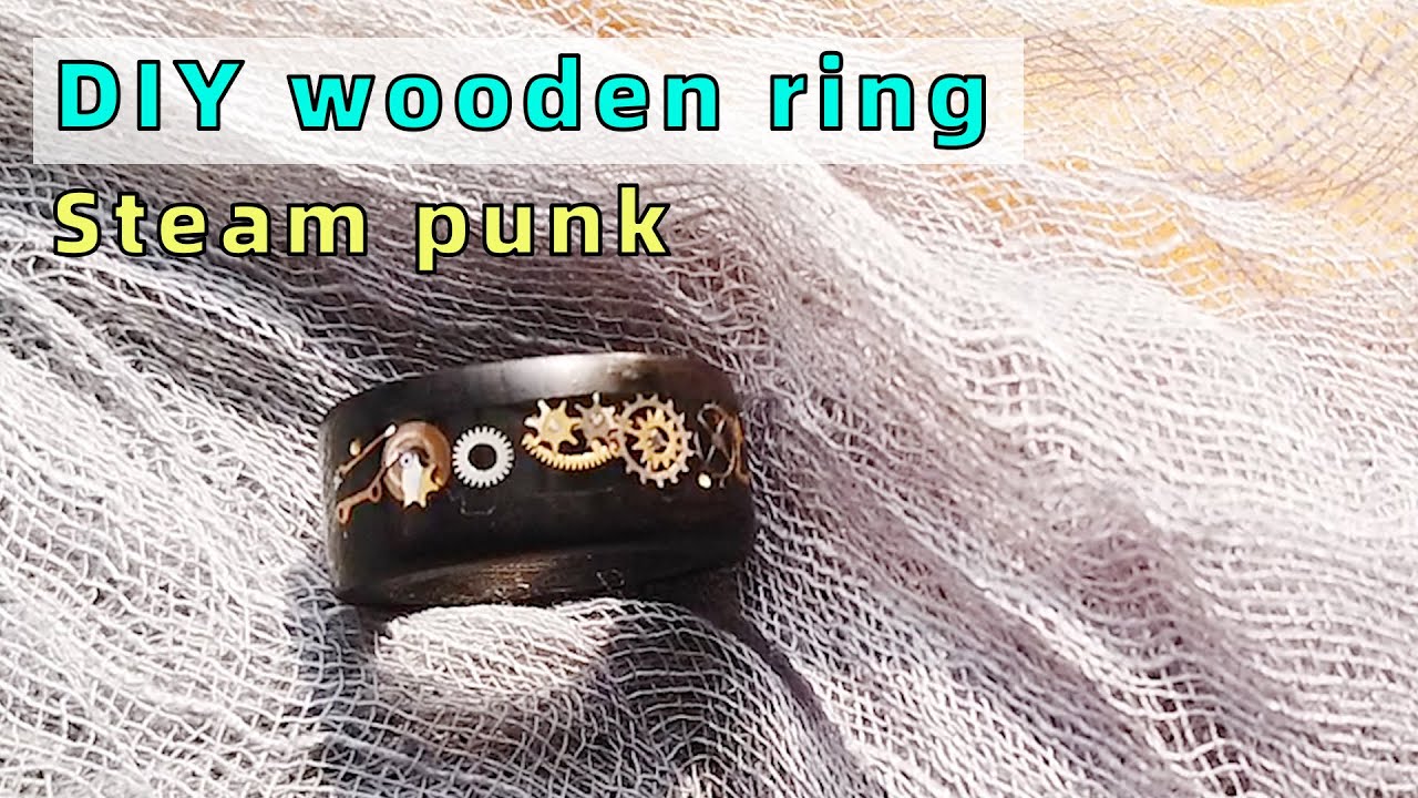 【Jewelry DIY】Wooden Steampunk Gear Ring / Wood Ring With Watch Parts/Epoxy Resin Art