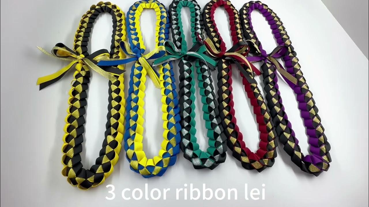 How To Make Ribbon Lei With 3 Colors how to make lei ribbon , 3 color ribbon lei - YouTube