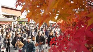 紅葉の嵐山に大勢の観光客