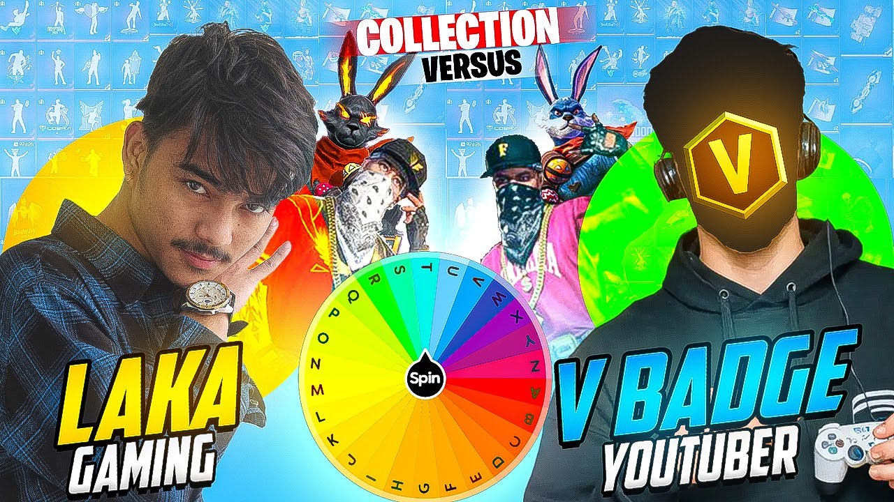 Laka Gamer Vs V Badge youtuber Best Collection Battle 😎 Garena Free Fire