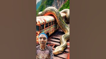 Travel Exploring 🚂🐍 Python vs Bus  Amazon Jungle #shorts #wow #nature
