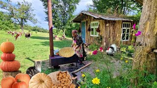 Приготовление Тонких Лепешек с Тыквой и Грецкими Орехами. Натуральные Напитки из Черного Боярышника.