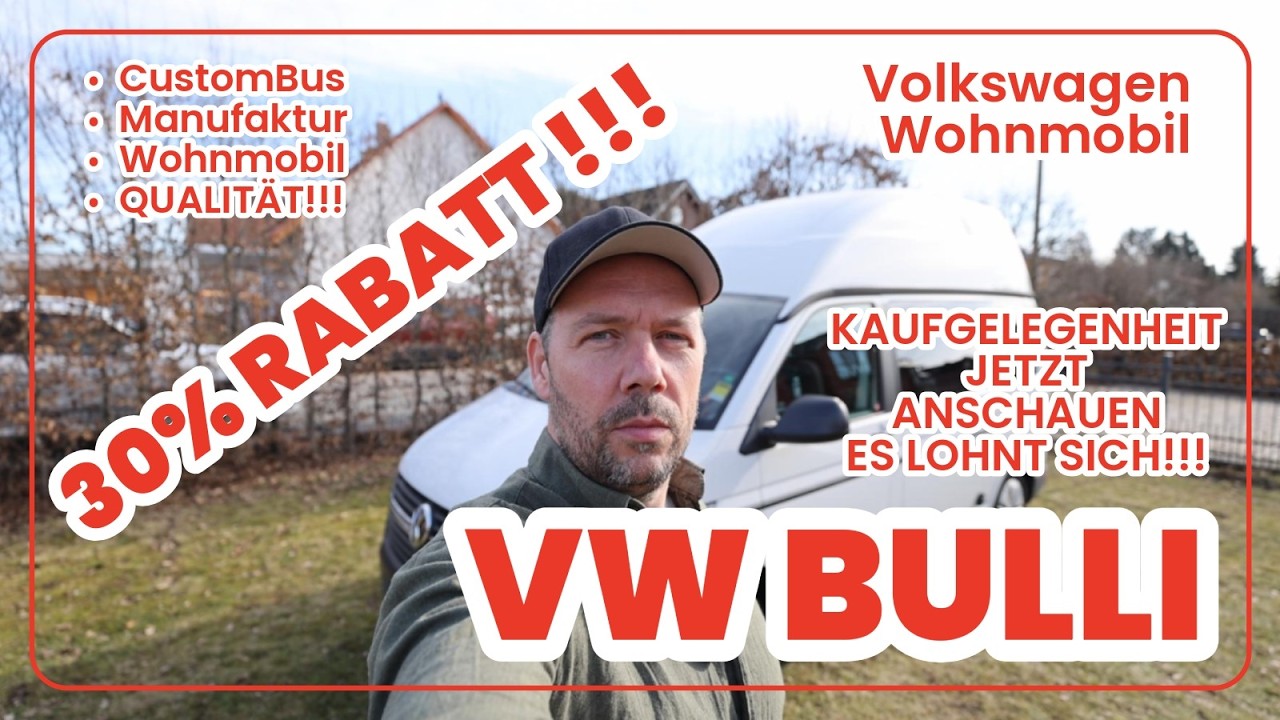 30% Rabatt! Volkswagen VW Bulli Wohnmobil Custom Bus Manufakturausbau mit Doppelheizsystem