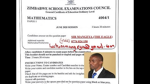 ZIMSEC O LEVEL mathematics JUNE 2020 Part 2 worked
