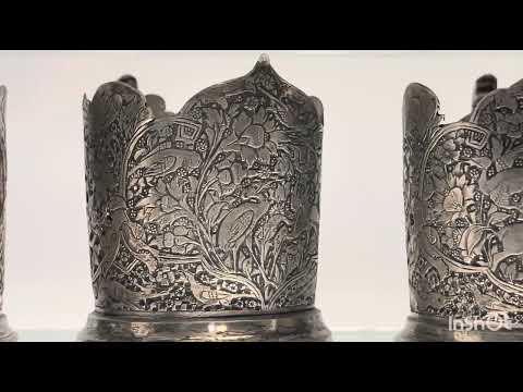 موزه تهران کمال الملک سینی نقره منقش به جنگ شاه ایران وعثمانی وجام های نقره منقوش اثر حسین زرگر