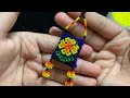 LLAVERO BOLSITA HUICHOL DISEÑO FLOR CON TALLO PASO A PASO