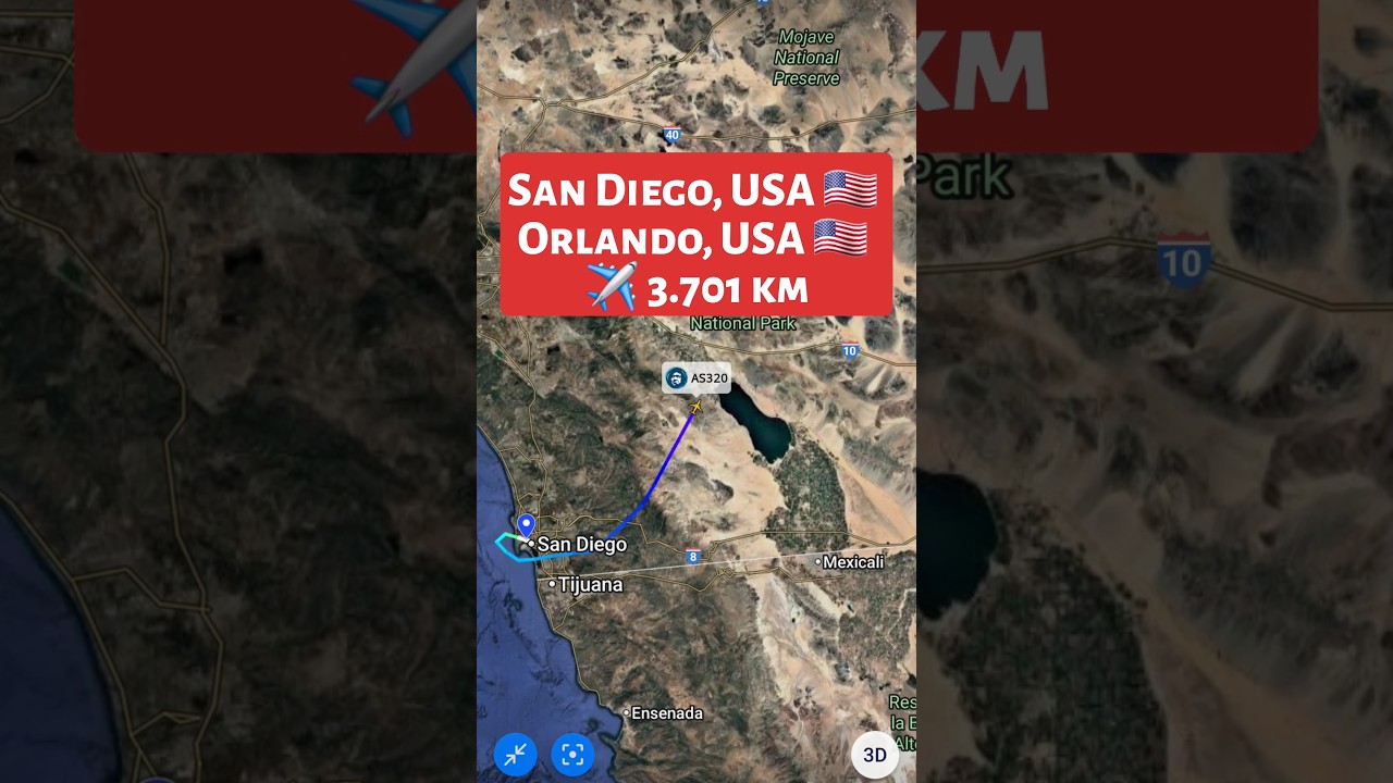 San Diego, USA 🇺🇸 to Orlando, USA 🇺🇸 Flight Route ✈️ AS320