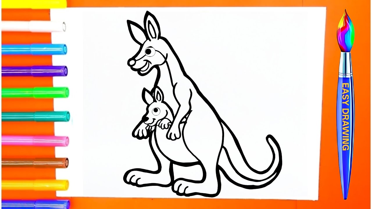 Easy Kangaroo Drawing & Coloring 🦘 | Easy Drawing for Kids 🎨