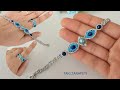 Göz şeklinde bileklik ve yüzük yapımı / Crystal Eye bracelet and ring. How to make beaded JEWELERY