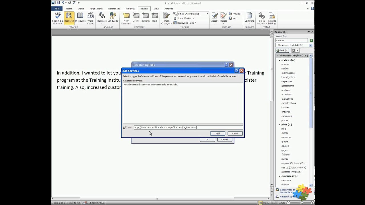 36. Word - Research, Thesaurus, Word Count and Translations