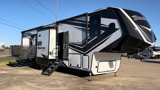 Side Patio! Rear Patio! Momentum 399TH 5th Wheel Toy Hauler by Grand Design  Full Time Luxury
