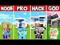 Minecraft: FAMILY MODERN FASHION MANSION BUILD CHALLENGE - NOOB vs PRO vs HACKER vs GOD in Minecraft