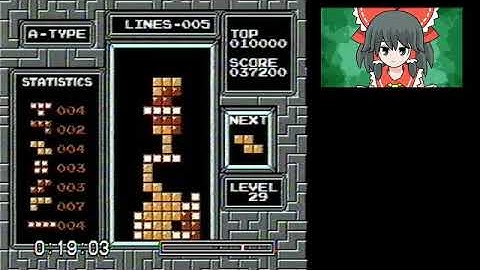 Left Well Tetris on Level 29 [NES Tetris]