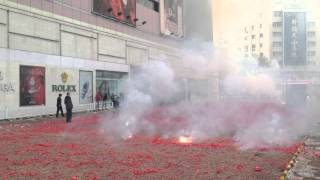 Huge Firecracker Explosion for Chinese New Year in Urumqi