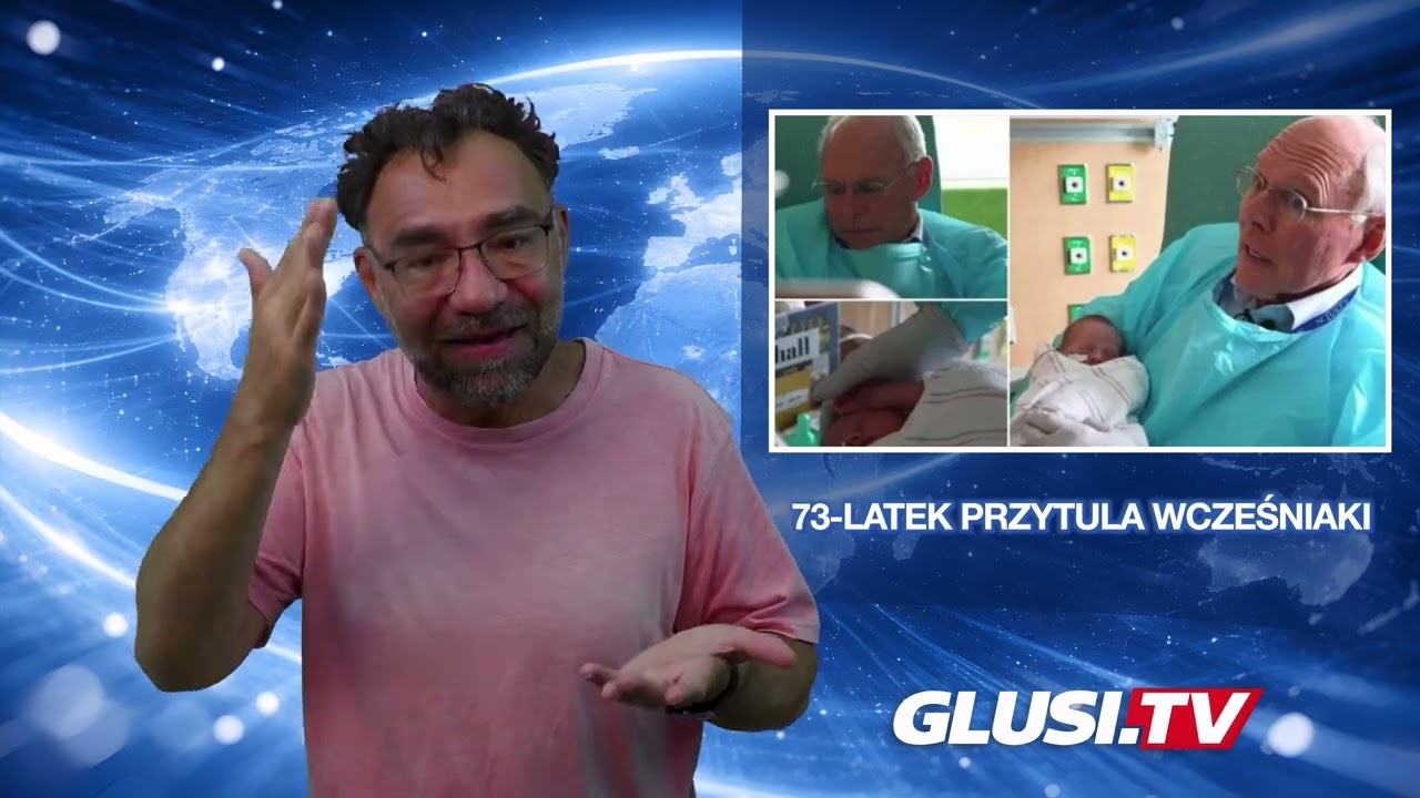 73-latek przytula wcześniaki