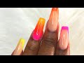 DIP POWDER NAILS | How To 3 Color Neon Ombre with Colored Tips