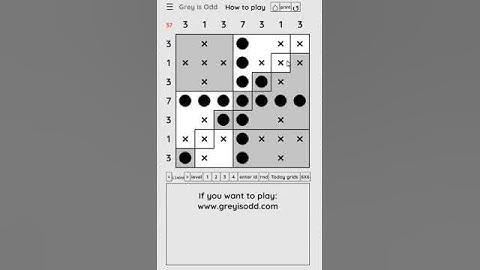 Grey is Odd - Today grids. Solution level 1 7X7 dated 03-18-2024