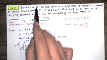 Problem 7.2.37 - Find a confidence interval for the population mean with the pop. st. dev. known.