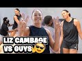 WNBA All Star Liz Cambage *CHALLENGES* MEN to 1v1 and goes CRAZY