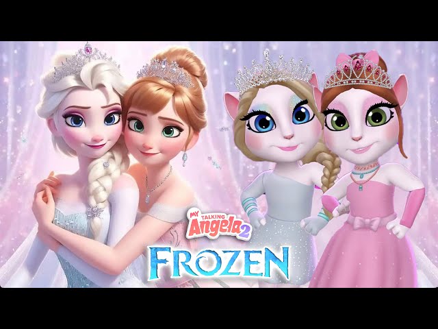 My talking angela 2 || Frozen || Elsa VS Anna || cosplay class=