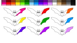 Learn Colors for Kids and Color Halloween Bats Coloring Pages