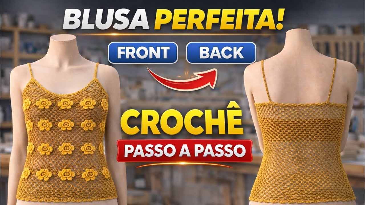 Blusa de Crochê com Flores Aplicadas | Passo a Passo Completo