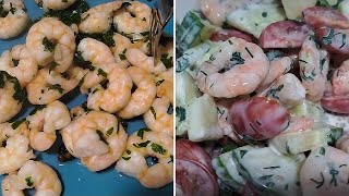 Идеальные креветки за 3 минуты! Плюс вкуснющий салат! Perfekte Garnelen in 3 Minuten!  #рецепт #еда