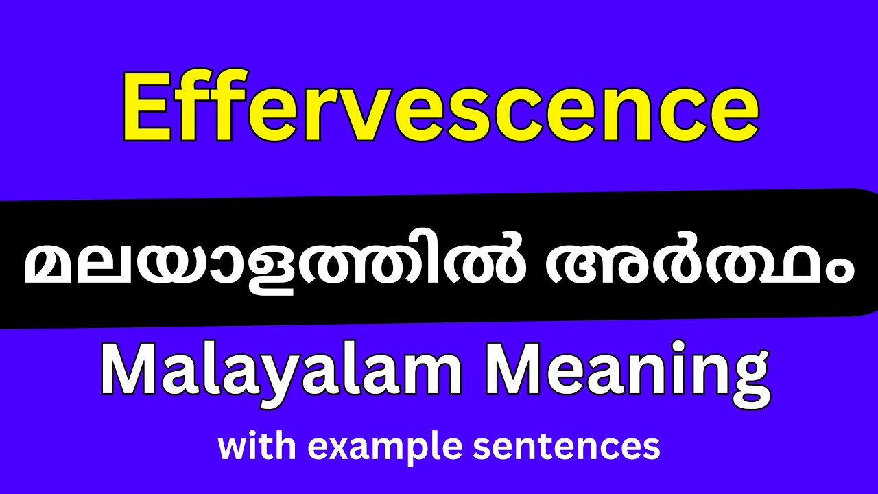 Effervescence meaning in Malayalam/Effervescence മലയാളത്തിൽ അർത്ഥം