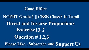 NCERT 8 || CBSE Class 8 - Direct and Inverse Proportions Exercise 13.2 Question # 1,2,3 in Tamil