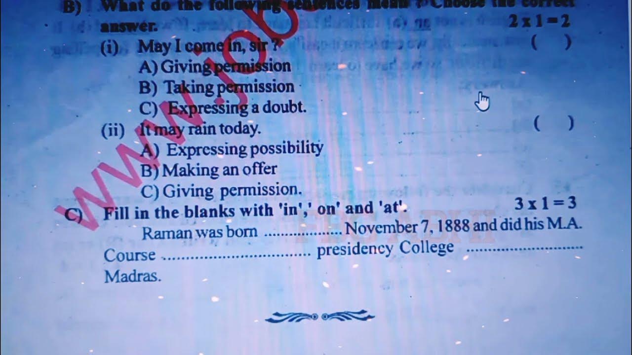 AP 8th Class English SA2 Question Paper 💯 20212022 AP Final Exam