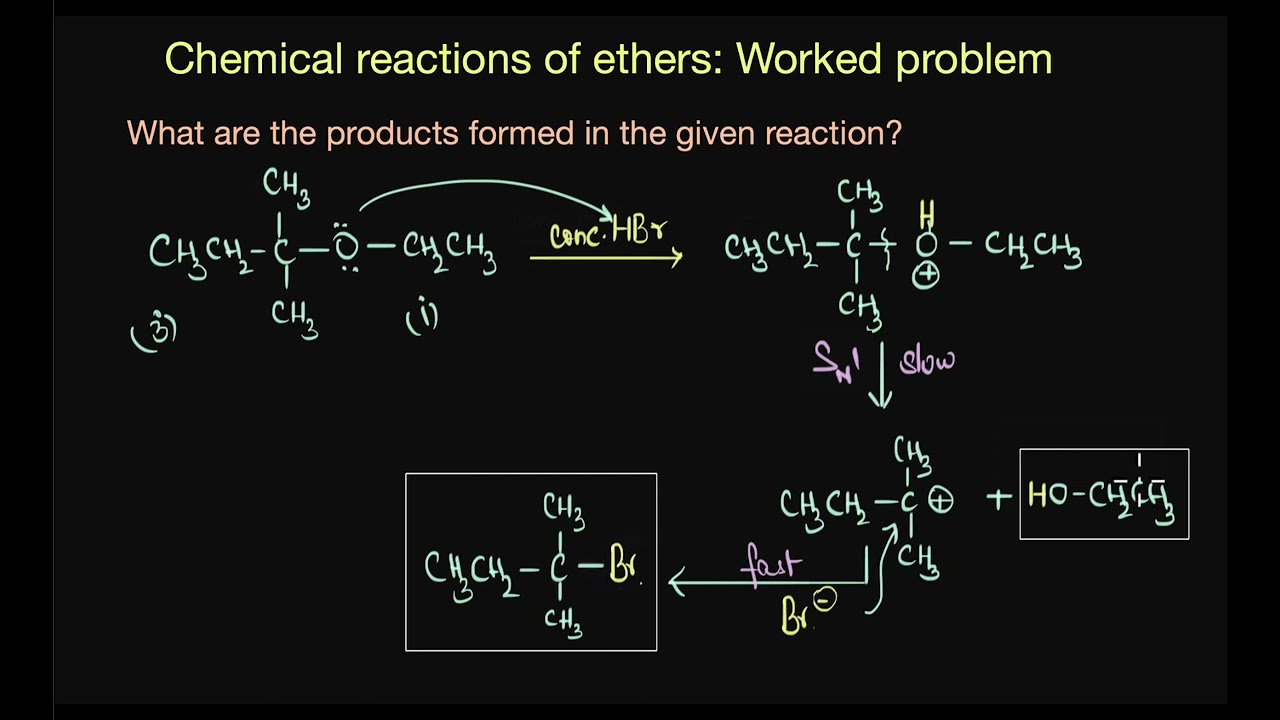 ⁣Reactions of ethers: worked problem | Alcohols, phenols and ethers | Chemistry | Khan Academy