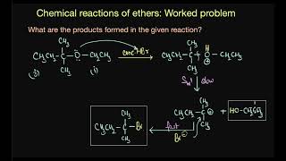 Reactions of ethers: worked problem | Alcohols, phenols and ethers | Chemistry | Khan Academy