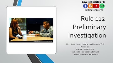 Rule 112 of the 2019 Revised Civil Procedure, Rules of Court,(A.M. NO. 19-10-20-SC) |Codal and Audio