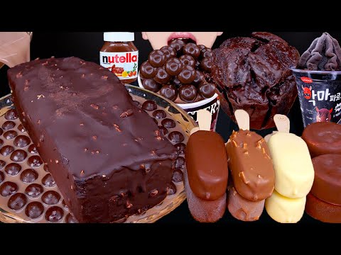ASMR CHOCOLATE CAKE MALTESERS MAGNUM ICE CREAM OREO NUTELLA DESSERT MUKBANG 먹방チョコレート咀嚼音EATING SOUNDS