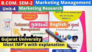 B. Com SEM 2 Marketing Management IMP Questions with explanation Unit 4 Marketing Research