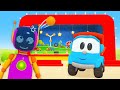 Leo the Truck cartoon for kids. A shooting range for toy cars & trucks for kids.
