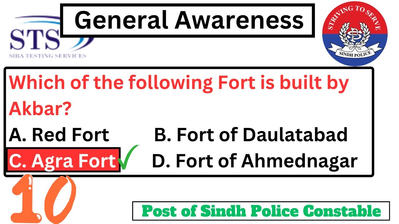 General Awareness MCQS|  Preparatory Lectures for Sindh Police constable | IBA Sukkur STS 2024 | 10