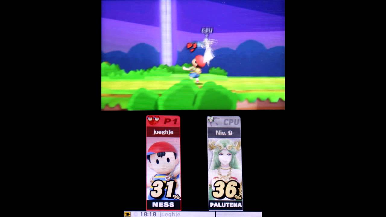 Super Smash Bros. 3DS Ness vs Palutena (humiliation to me from a CPU included... ~_~)