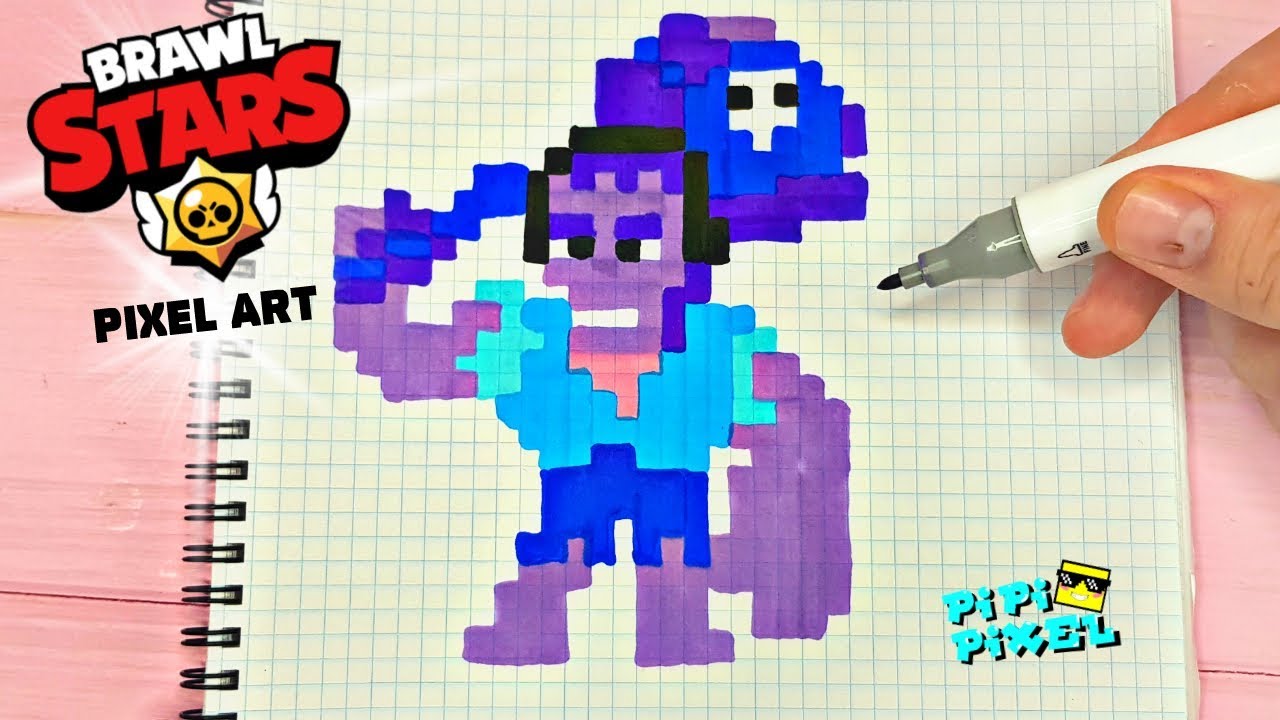 Frenk Iz Igry Brawl Stars Risunki Po Kletochkam Pixel Art Youtube - pixel brawl stars sandy