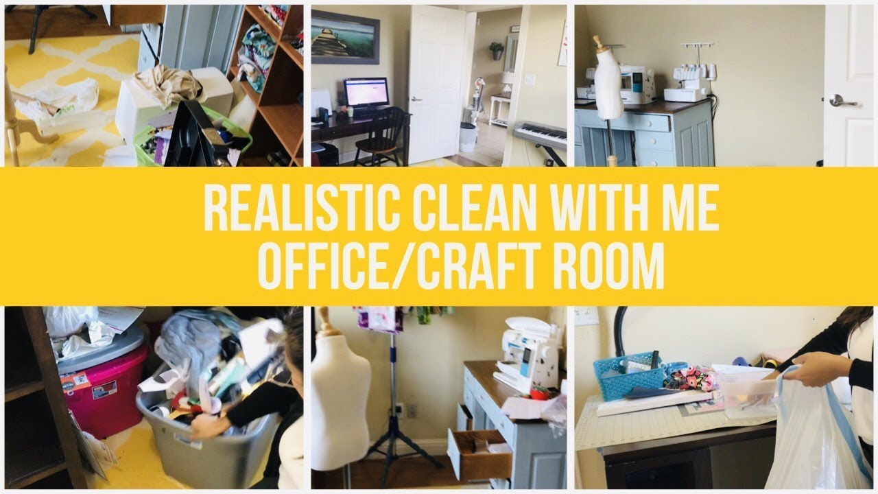 Realistic Clean with Me Office and Craft Room | HazFam